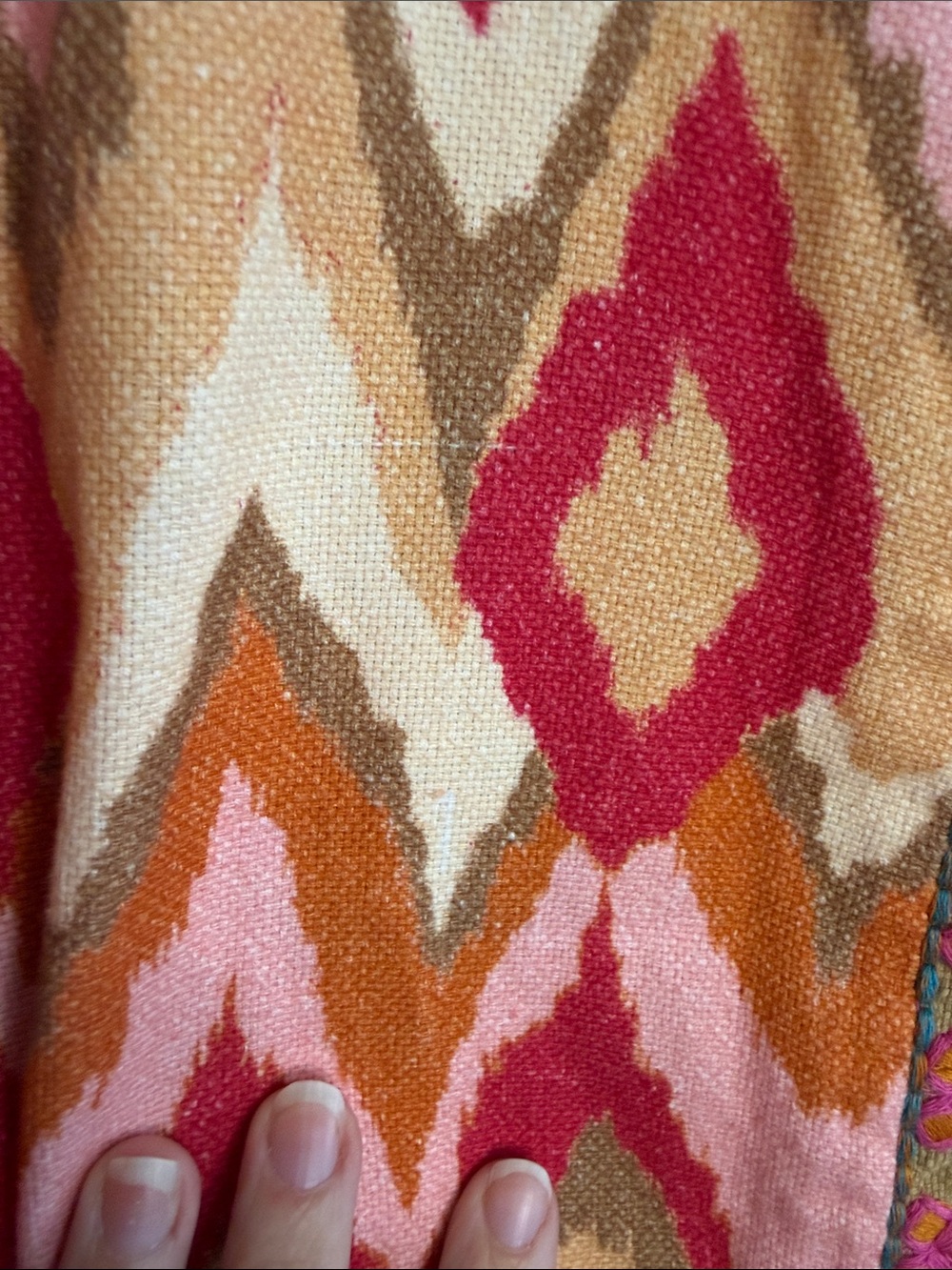Sundance Amara Jacket Orange Geometric Print Cotton Embroidered Bohemian Large - Picture 7 of 7